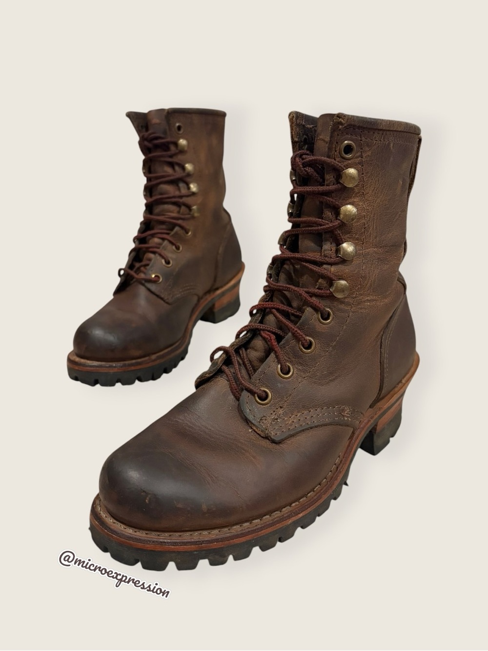 Frye Logger 8G Brown Leather Distressed LaceUp Lug Sole Work/Hiking Moto Bootie - Picture 8 of 14